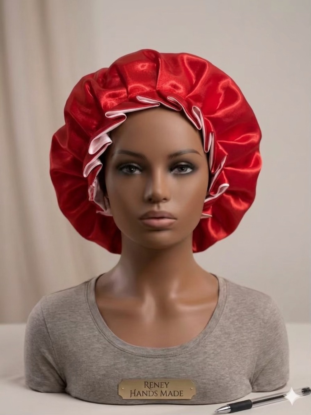 Red Satin Bonnet - Reversible Hair Protection